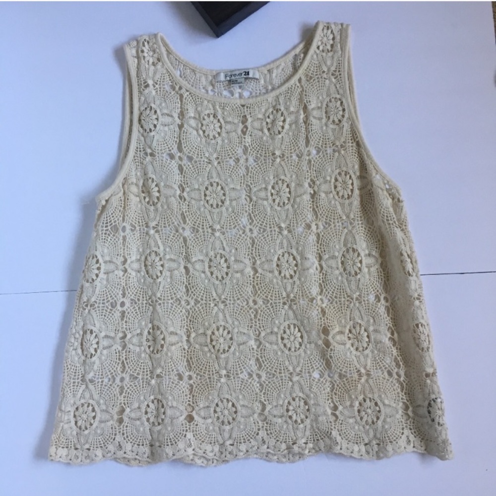 🏈 3/$15 Forever 21 crochet tank top cream #46